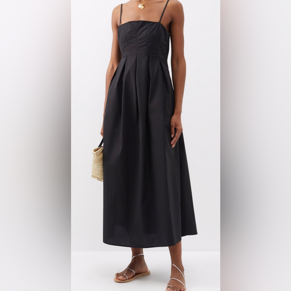 Betina Square-Neck Cotton Midi Dress